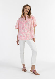 blouse met korte mouwen Dames neonroze