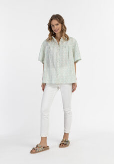 blouse met korte mouwen Dames turkoois Turquoise - S
