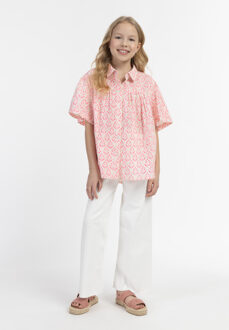 blouse met korte mouwen meisjes (kinderen) neonroze - maat