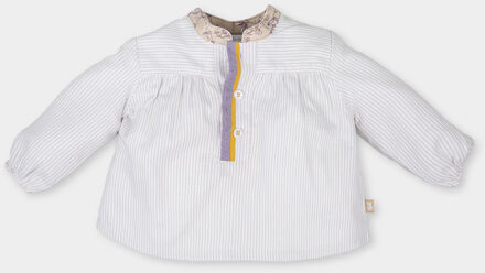 Blouse met lange mouwen en mandarijnkraag 3045W17 meisje Beige - 6M / 63cm