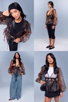 Blouse Met Leopardenprint En Volume Mouwen, Leopard - 38