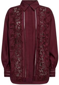 Blouse met opengewerkte details Molly  bordeaux - XS,S,M,L,XL,