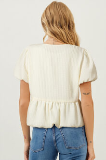Blouse met Pofmouwen en Strikdetail Ivoor