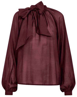 Blouse met strik detail Tilly  bordeaux - XS,S,M,L,