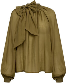 Blouse met strik detail Tilly  groen - XS,