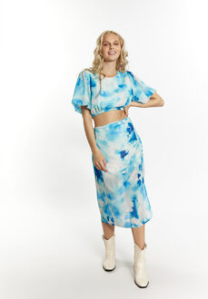 Blouse met tie-dye-patroon Dames Blauw Veelkleurig - XL