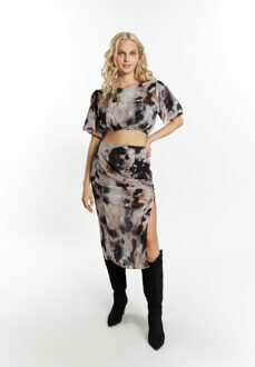 Blouse met tie-dye-patroon Dames Zwart Veelkleurig