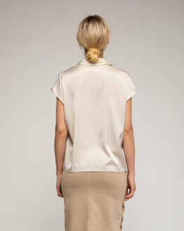 Blouse met V-hals en revers Beige