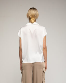 Blouse met V-hals en revers - maat Wit