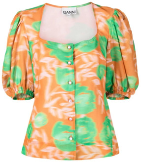 Blouse overhemd Ganni , Orange , Dames - Xs,2Xs
