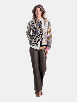 Blouse st. tropez tijdloze elegant in twill zijde - maat L Zwart