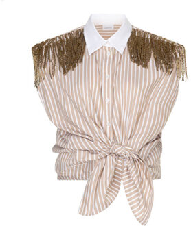 Blouse zonder mouw 261370 rhobin - maat 38 Beige