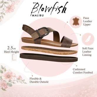 Blowfish Malibu Dames bruin zilveren voetbed met bandjes platte sandalen - Lance Donker Bruin - EU 37