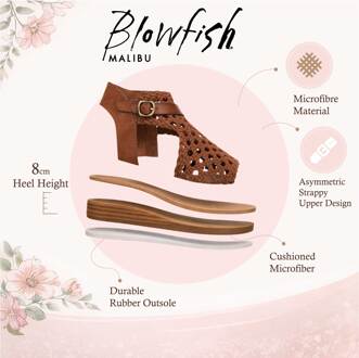 Blowfish Malibu Dames Cognac Bruine Weefsel Micro Wedge Sandals - Anuella Donker Bruin - EU 37