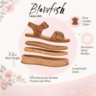 Blowfish Malibu Dames Tan nep leren Platform Sandals - Magisch Bruin - EU 39