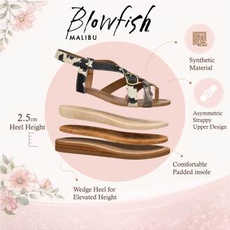 Blowfish Malibu Dames Zwarte Witte Micro Wedge bandjes Sandals - April Zwart/wit - EU 39