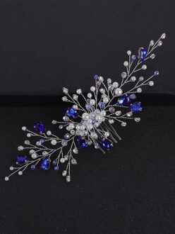 Blue Crystal Bruiloft Haaraccessoires Rhinestone Romantische Vrouwen Haar Sieraden Bruid Hoofdband Bruids Hoofdtooi Tiara Haar Kam