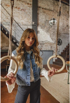 Blue denim gilet swirl voor meisjes in de kleur - maat 152 Blauw