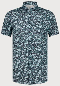 BLUE INDUSTRY All-over print korte mouw overhemd | - maat 40 (M) Blauw