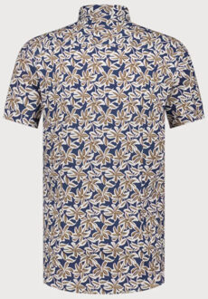 BLUE INDUSTRY All-over print korte mouw overhemd | - maat 40 (M) Blauw