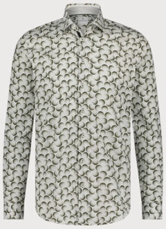 BLUE INDUSTRY All-over print stretch overhemd | - maat 41 (L) Bruin/groen