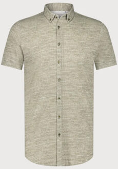 BLUE INDUSTRY Button-down overhemd korte mouw | - maat 42 (L) Bruin/groen