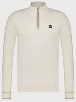 BLUE INDUSTRY Cashmere blend half-zip trui | Ecru - XXL