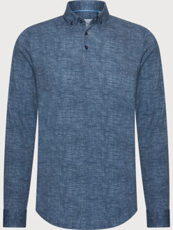 BLUE INDUSTRY Casual polokraag overhemd | Blauw - 40 (M)