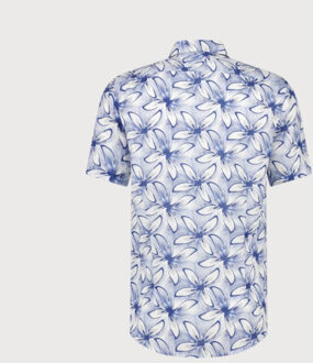 BLUE INDUSTRY Cotton linnen overhemd korte mouw | Blauw - 38 (S)