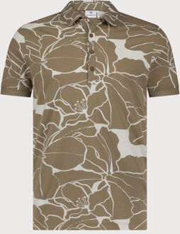 BLUE INDUSTRY De bloemdessin polo | Bruin - XXXL