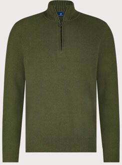BLUE INDUSTRY De chenille half-zip pullover | Bruin/groen - XL