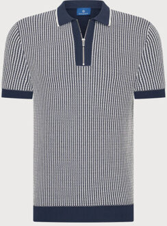BLUE INDUSTRY De gebreide print polo | Blauw - XXXL