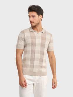 BLUE INDUSTRY De gebreide print polo | Taupe - L