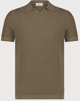 BLUE INDUSTRY De gebreide v-hals polo | Bruin - XL