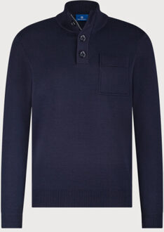 BLUE INDUSTRY De pullover met knoop- en ritssluiting | Blauw - XXXL