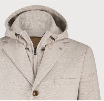 BLUE INDUSTRY De wolblend mantel met capuchon | Beige - 56