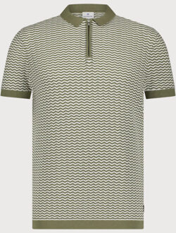 BLUE INDUSTRY Gebreide polo met ritssluiting | - maat XXL Groen