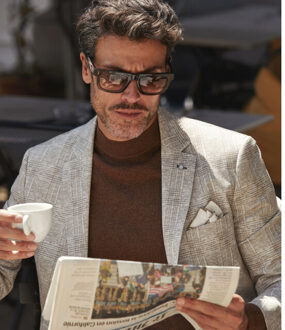 BLUE INDUSTRY Het colbert met uniek ruitmotief | - maat 50 Beige