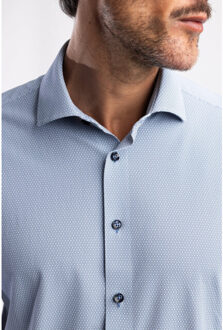 BLUE INDUSTRY Het contrast microprint overhemd | Blauw - 44 (XL)