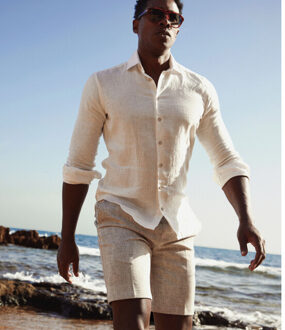 BLUE INDUSTRY Het cotton linnen overhemd | Ecru - 40 (M)