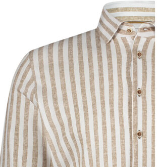 BLUE INDUSTRY Het gestreepte katoenen overhemd | - maat 39 (M) Beige