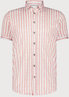 BLUE INDUSTRY Het gestreepte korte mouwen overhemd | - maat 43 (XL) Roze