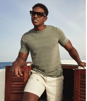 BLUE INDUSTRY Het gestreepte t-shirt | - maat XL Kaki