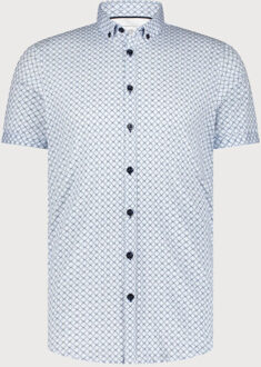 BLUE INDUSTRY Het grafisch korte mouwen overhemd | Blauw - 38 (S)