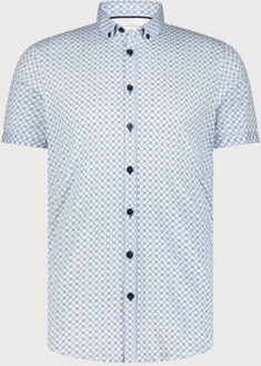 BLUE INDUSTRY Het grafisch korte mouwen overhemd | Blauw - 44 (XL)