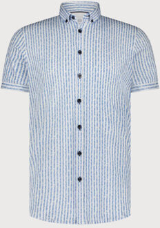 BLUE INDUSTRY Het katoenen gestreepte korte mouwen overhemd | - maat 38 (S) Blauw