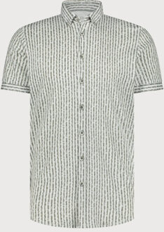 BLUE INDUSTRY Het katoenen gestreepte korte mouwen overhemd | - maat 38 (S) Grijs
