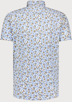 BLUE INDUSTRY Het korte mouwen overhemd met bloemenprint | Blauw - 39 (M)