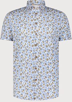 BLUE INDUSTRY Het korte mouwen overhemd met bloemenprint | - maat 37 (S) Blauw