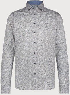 BLUE INDUSTRY Het microprint stretch overhemd | Beige - 39 (M)